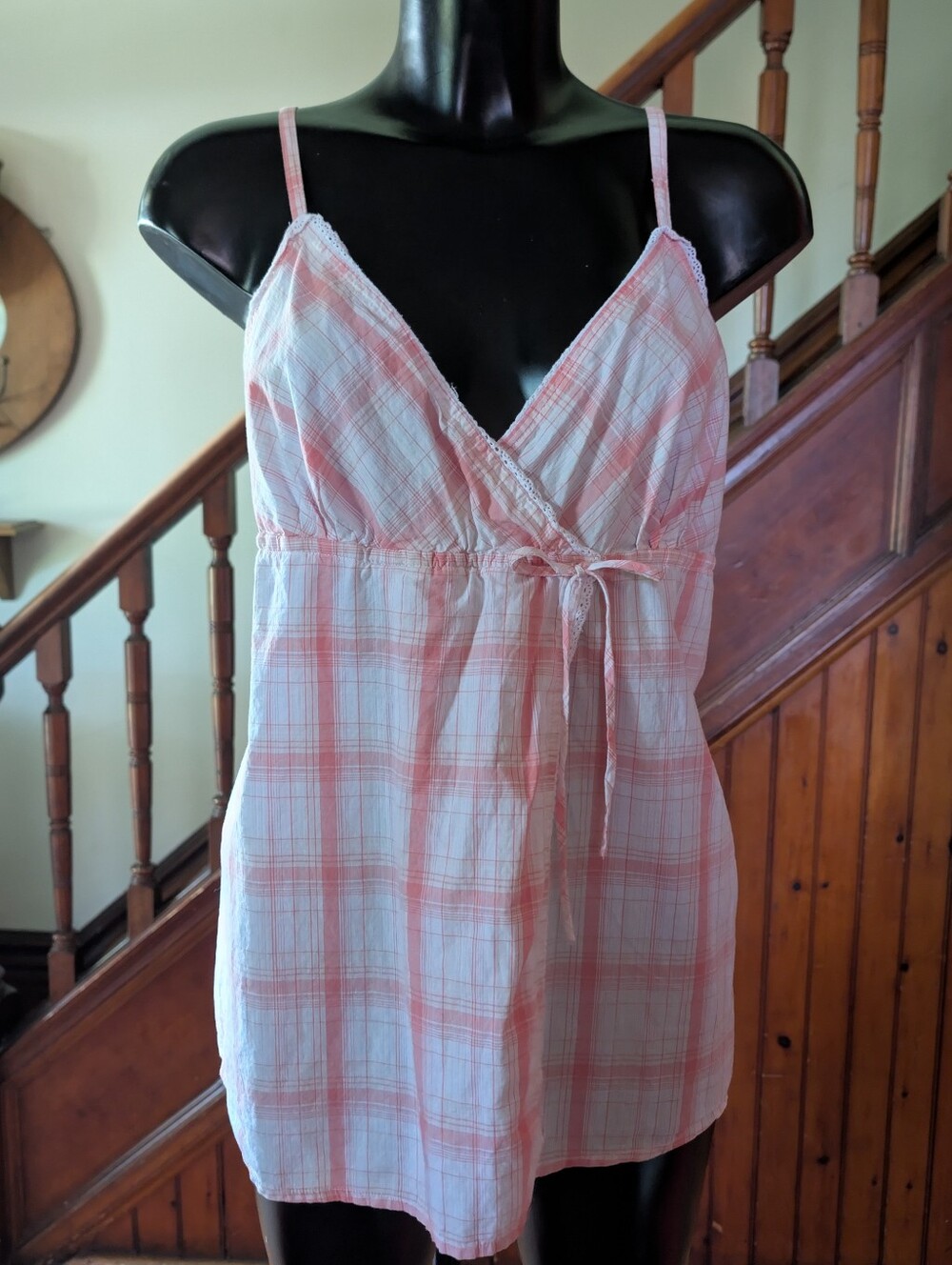 B.U.M Equipment Pink & White Plaid Tie-Waist Chemise